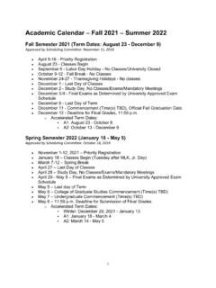 Academic Calendar – Fall 2021 – Summer 2022