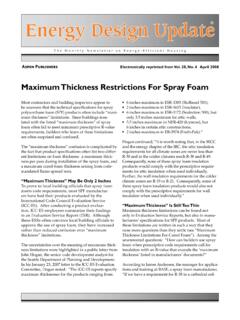 Maximum Thickness Restrictions For Spray Foam
