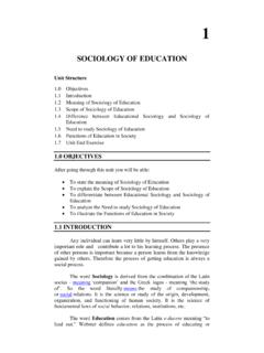 SOCIOLOGY OF EDUCATION - Mu