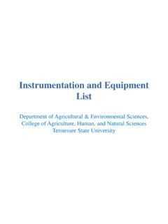 Instrumentation and Equipment List