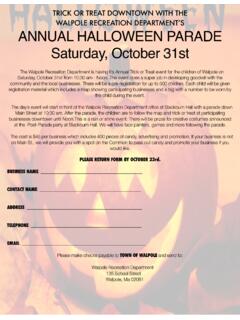 TRICK OR TREAT DOWNTOWN WITH THE WALPOLE …