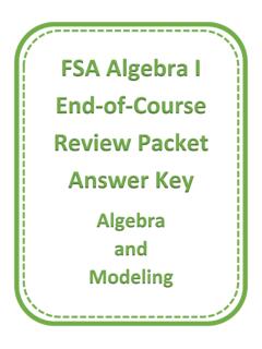 FSA Algebra I End-of-Course Review Packet Answer Key