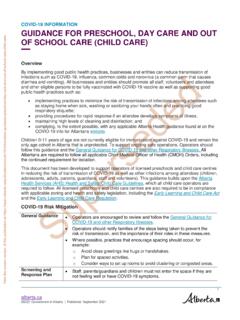 Guidance for preschool, day care, and out-of-school care