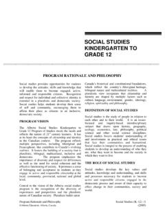 SOCIAL STUDIES KINDERGARTEN TO GRADE 12 - Alberta