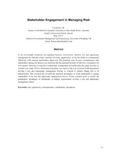Stakeholder Engagement in Managing Risk - …
