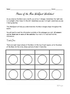 Phases of the Moon WebQuest Worksheet