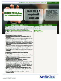 ISO/DIS 14001:2014 ISO 14001:2015 Updates …