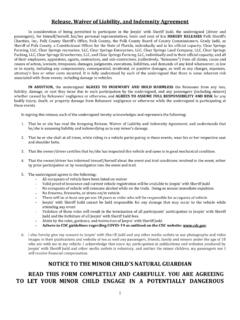 Release and Waiver of Liability and Indemnity