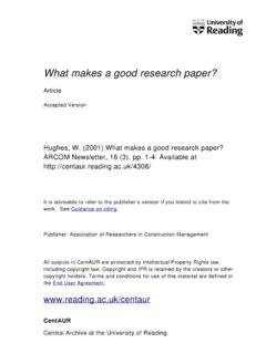 What makes a good research paper? - University of Reading