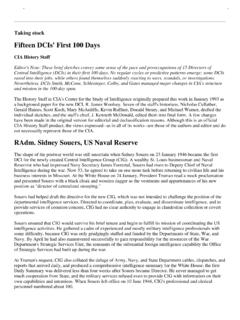 Fifteen DCIs' First 100 Days - Central Intelligence Agency
