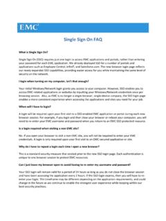 Single Sign On FAQ - Dell EMC