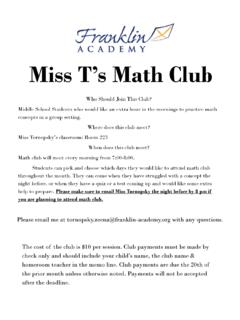 Miss T’s Math Club - Franklin Academy
