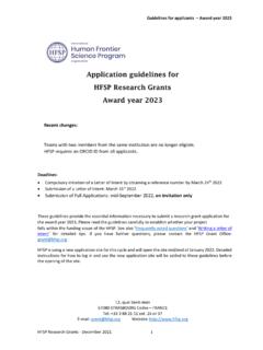 Application guidelines for HFSP Research Grants Award year ...
