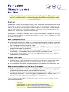Fair Labor Standards Act Fact Sheet