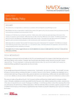 SamPle olicY Social Media Policy - NAVEX Global