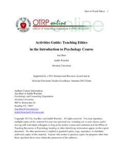 Activities Guide: Teaching Ethics in the Introduction to ...