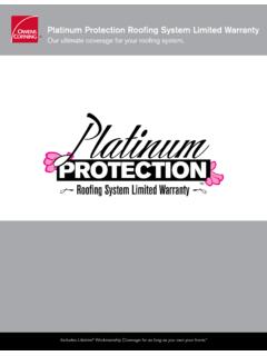 Platinum Protection Roofing System Limited Warranty