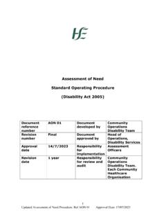 STANDARDS FOR THE ASSESSMENT OF NEED - HSE.ie