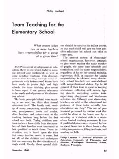 Team Teaching for the Elementary School - ASCD
