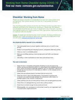 Working From Home checklist - Comcare