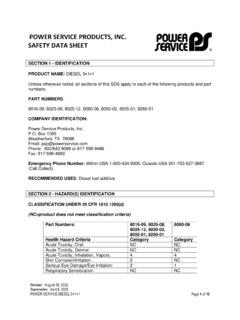 POWER SERVICE PRODUCTS, INC. SAFETY DATA SHEET