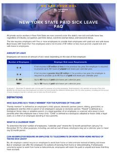 New York State Paid Sick Leave - Frequently Asked Questions
