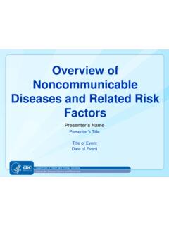 Overview of Noncommunicable Diseases and Related Risk …