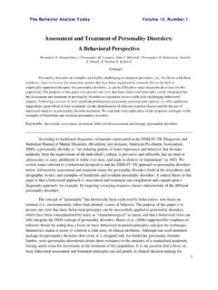 Assessment and Treatment of Personality Disorders: A ...