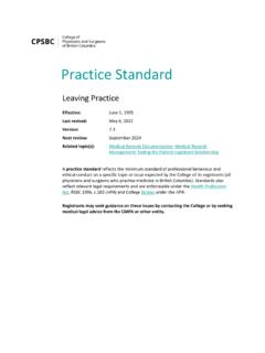 Practice Standard - College of Physicians and Surgeons of ...