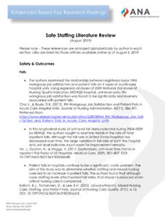Safe Staffing Literature Review - American Nurses Association