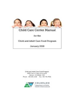 Child and Adult Care - colorado.gov