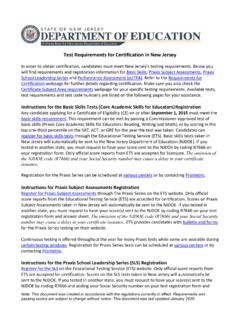 Testing Requirements for Certification in New Jersey