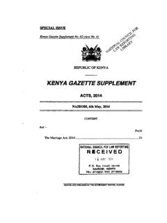 KENYA GAZETTE SUPPLEMENT - Kenya Law Reports