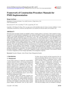 Framework of Construction Procedure Manuals for PMIS ...