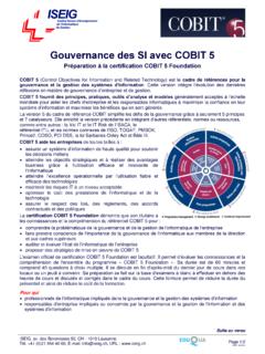 Gouvernance des SI avec COBIT 5 - iseig.ch