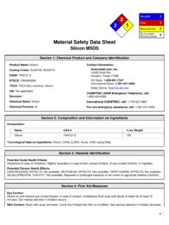 Si Material Safety Data Sheet Chemical Name: Silicon ...