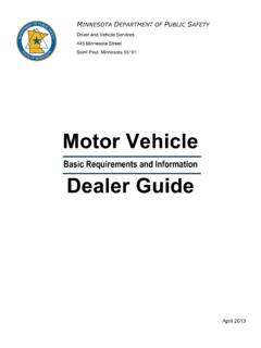 Basic Requirements and Information Dealer Guide - Minnesota
