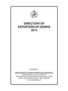 DIRECTORY OF EXPORTERS OF ODISHA 2014