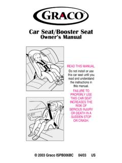 Car Seat/Booster Seat Owner’s Manual - Graco