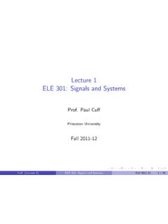 Lecture 1 ELE 301: Signals and Systems - Princeton University