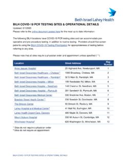 BILH COVID-19 PCR TESTING SITES &amp; OPERATIONAL DETAILS