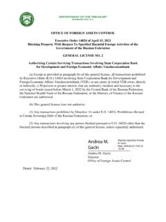 OFFICE OF FOREIGN ASSETS CONTROL Executive Order 14024 …