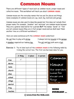Answers to Common Nouns Exercises - free-for-kids.com