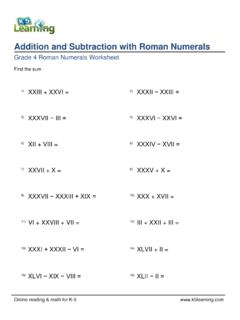 Addition and Subtraction with Roman Numerals