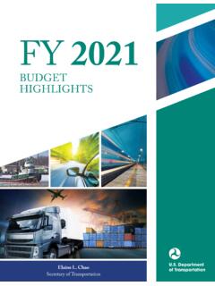 U.S. DOT FY2021 Budget Highlights - Transportation