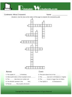 Continents: Africa Crossword Name - Printable-Worksheets