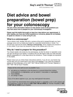 Diet advice and bowel preparation (bowel prep) …