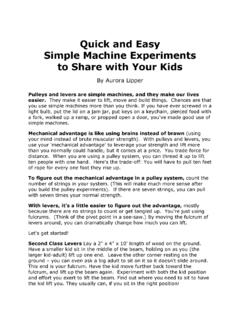 Quick and Easy Simple Machine Experiments to …