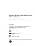 Contextualized Teaching &amp; Learning: A Faculty Primer