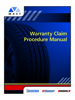 Warranty Claim Procedure manual - Michelin B2B